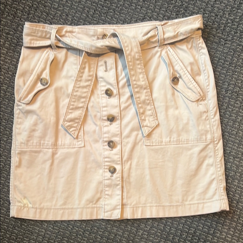 WHBM Stylish Cream Skirt with Button Detail